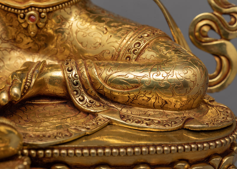 Green Tara Statue | Plated With Gold Tara Statue | Traditional Himalayan Art