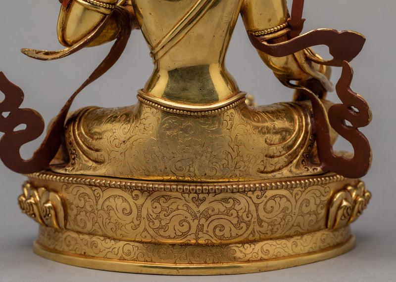 Green Tara Statue | Plated With Gold Tara Statue | Traditional Himalayan Art