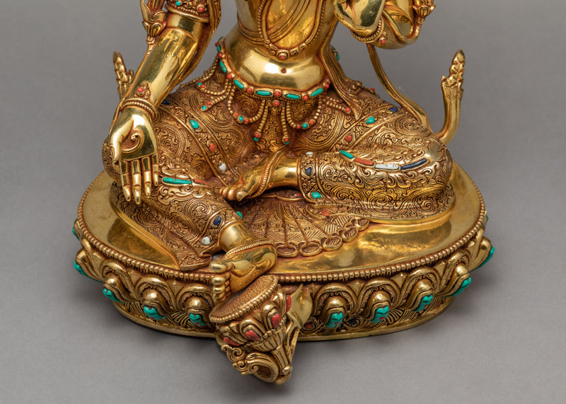 Green Tara Statue | Tara Statue | 24K Gold Tara Statue