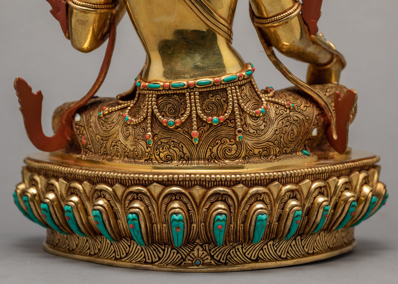 Green Tara Statue | Tara Statue | 24K Gold Tara Statue