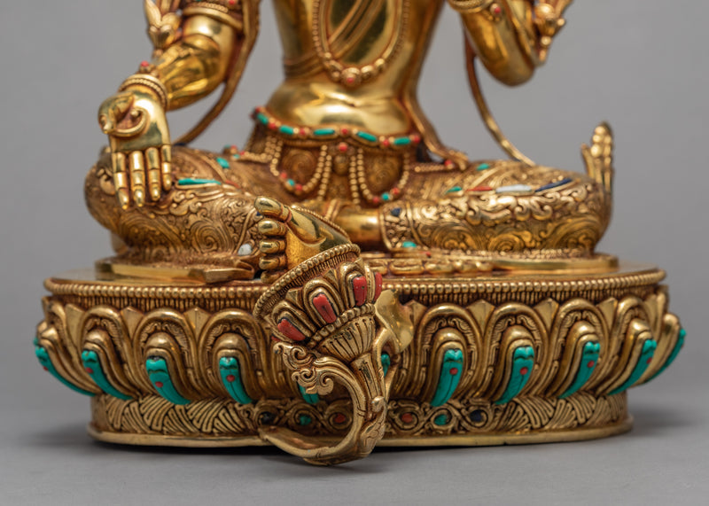 Green Tara Statue | Tara Statue | 24K Gold Tara Statue