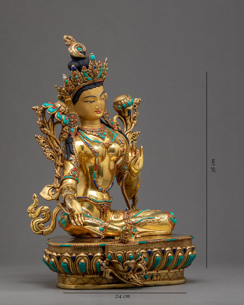 Green Tara Statue | Buddhist Deity | Handmade Sculpture