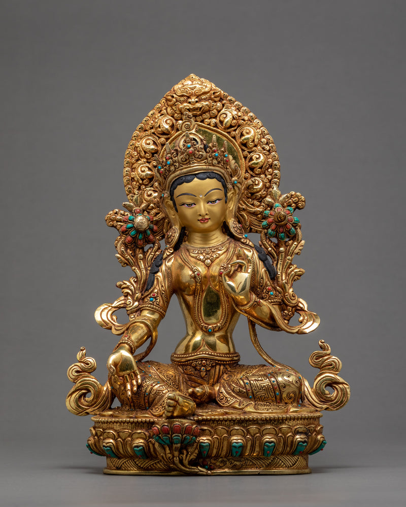 Green Tara With Bodhisattva Statue Set | Vajradhara | Vajrasattva | Chenrezig