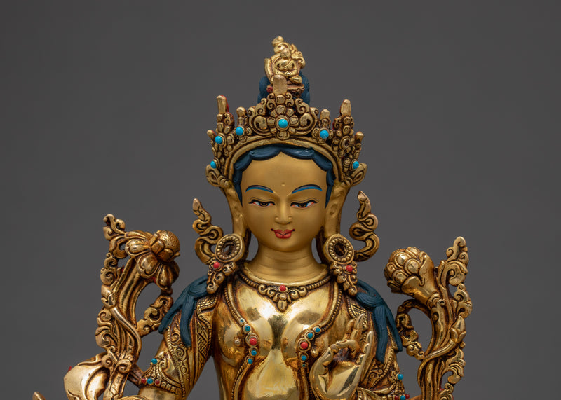 Green Tara Statue | Hand Carved Self Born Buddha Sculpture