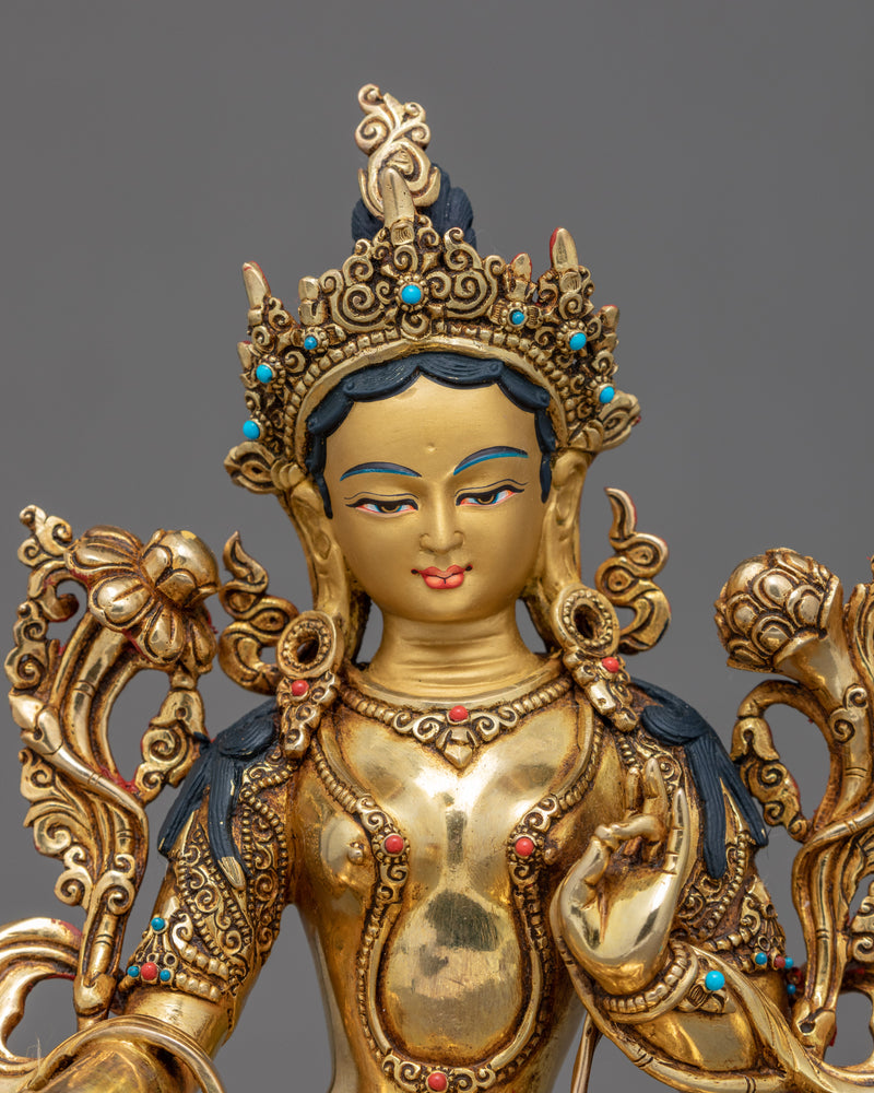 Green Tara Mother Sculpture | Traditional Hand Carved Statue