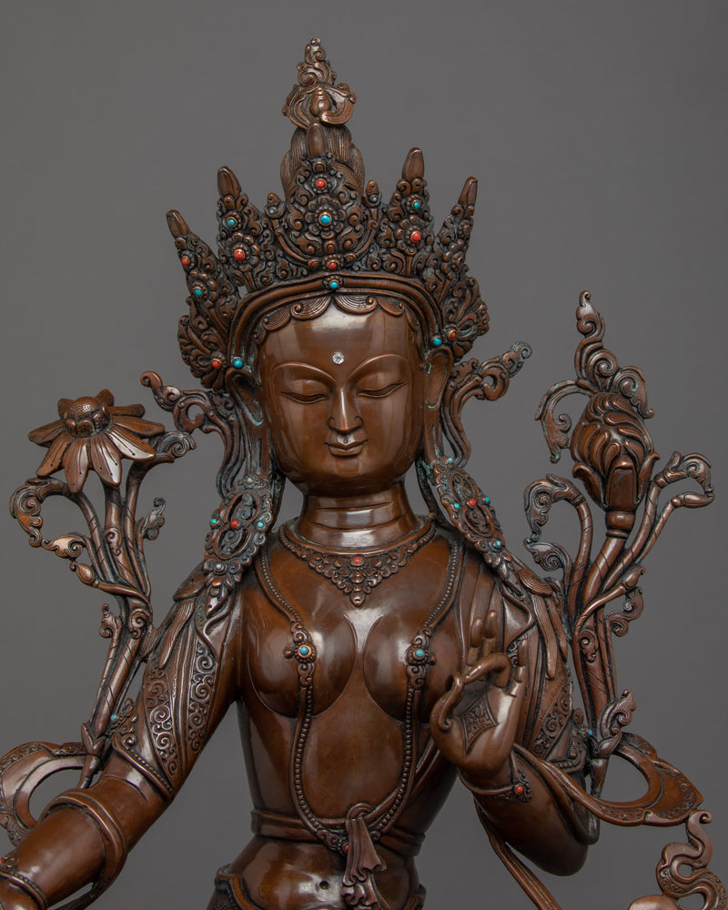 Handmade Green Tara Sculpture | Buddhist Compassion Deity