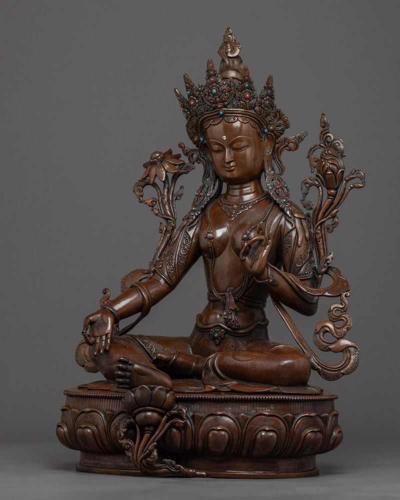 Handmade Green Tara Sculpture | Buddhist Compassion Deity