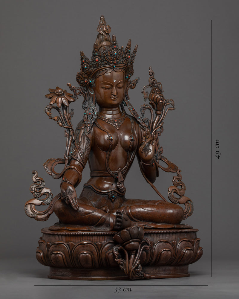 Handmade Green Tara Sculpture | Buddhist Compassion Deity