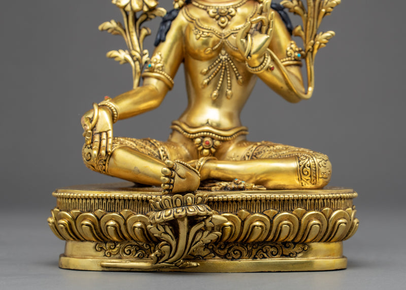 Green Tara Buddha Sculpture | Finely Hand Carved Buddhist Statue