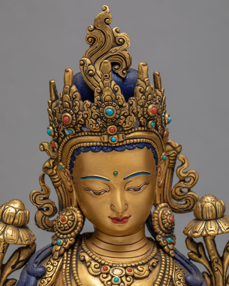 Mother Green Tara Sculpture | Traditional Tibetan Buddhist Art