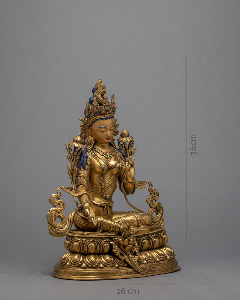 Mother Green Tara Sculpture | Traditional Tibetan Buddhist Art