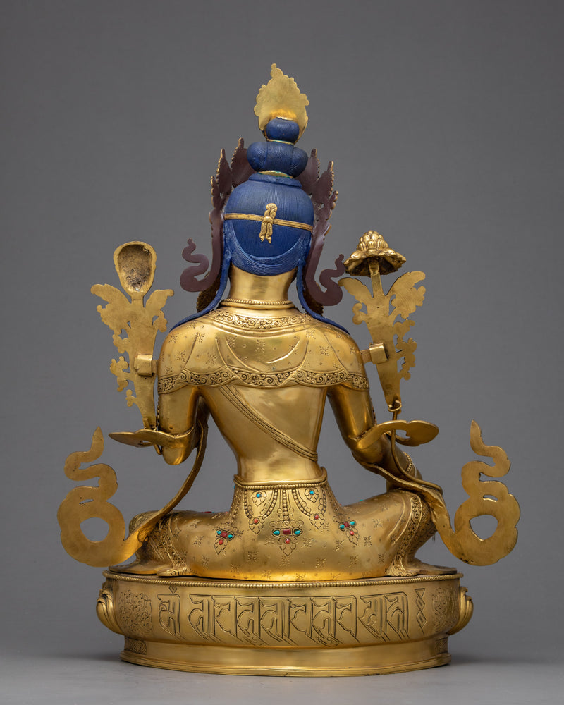 Large Green Tara Sculpture | Traditional Female Buddha