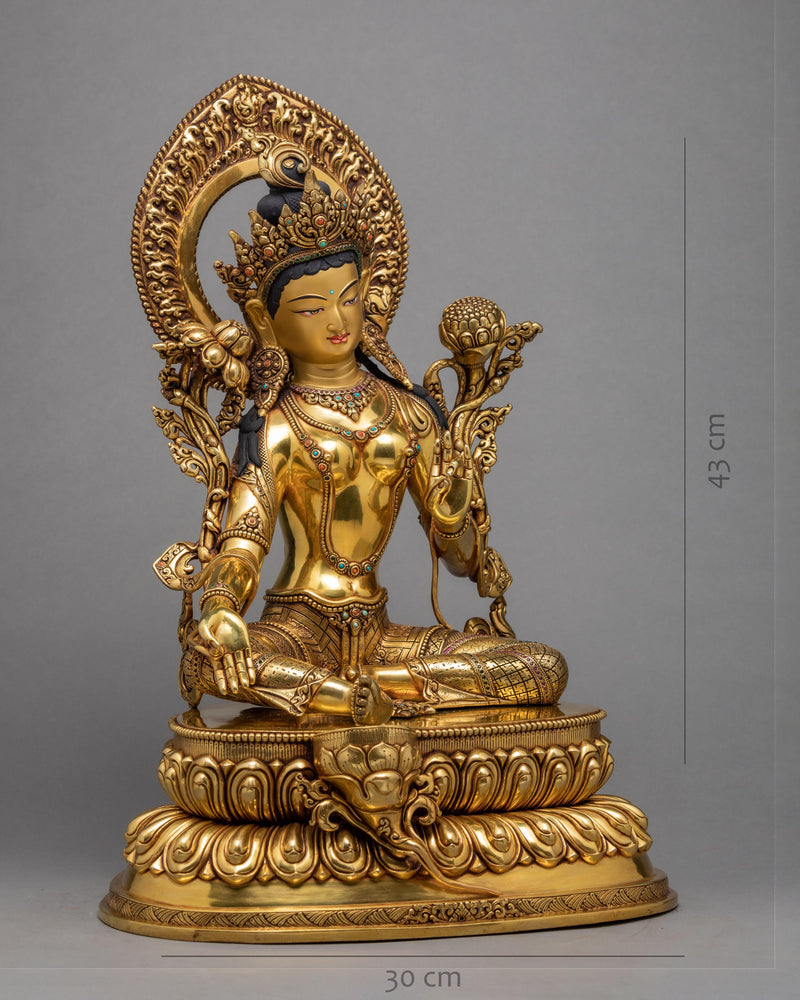 Green Tara Buddha | Handmade Bodhisattva Statue