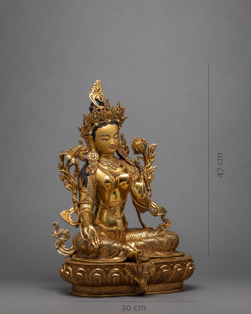 Green Tara Statue | Himalayan Buddhist Art | Tibetan Sculpture