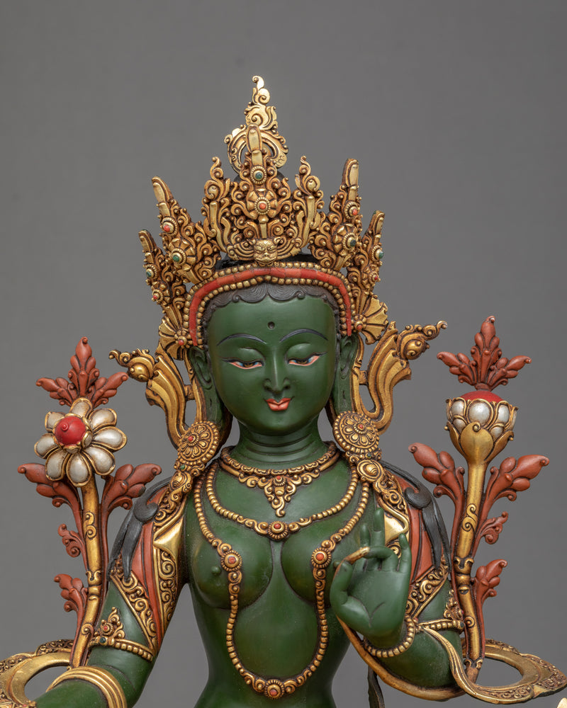 Green Tara Meditation Statue | Traditional Himalayan Art of Nepal