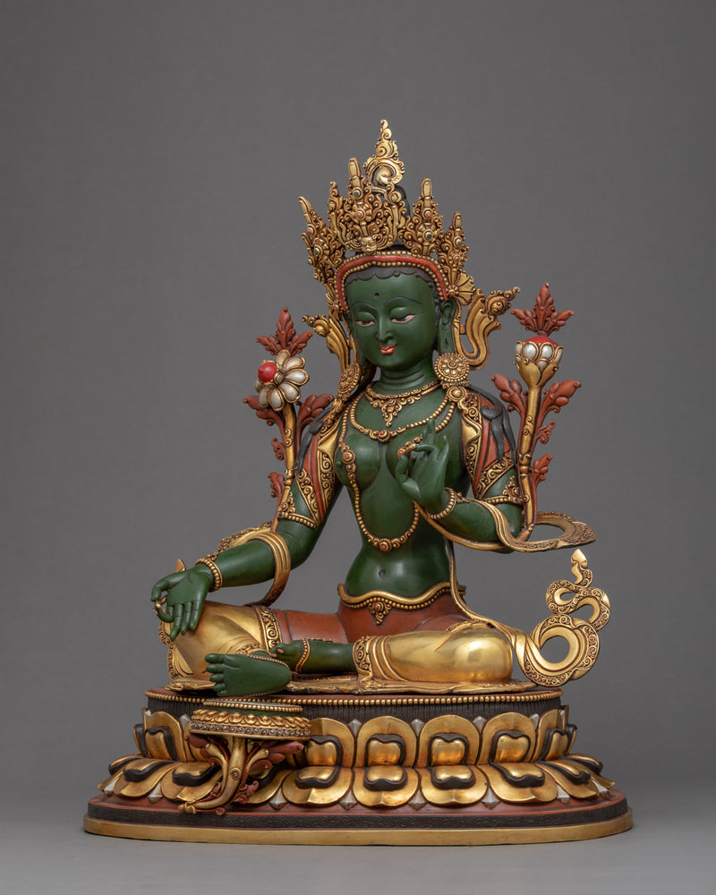 Green Tara Meditation Statue | Traditional Himalayan Art of Nepal