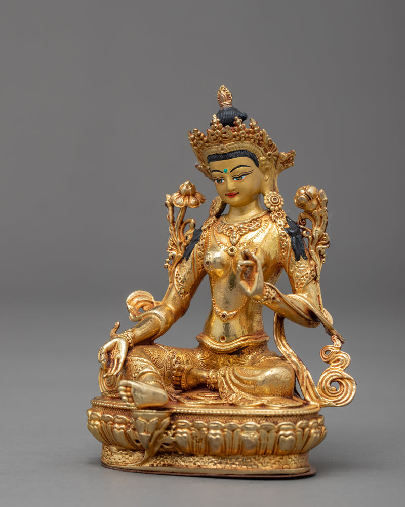 Mini Green Tara Statue | Traditional Himalayan Art of Nepal