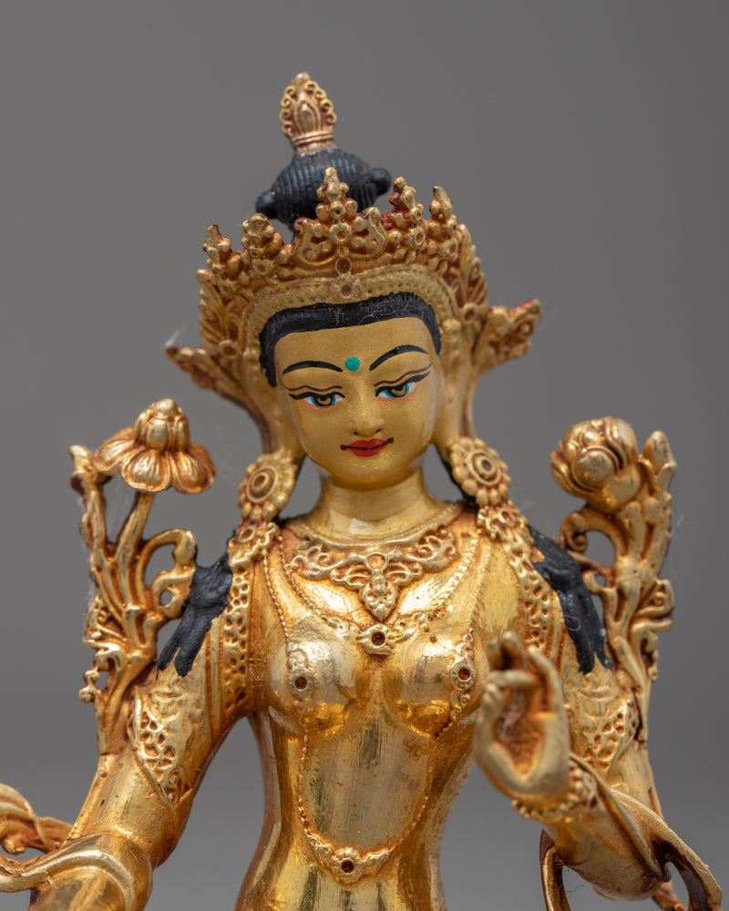 Mini Green Tara Statue | Traditional Himalayan Art of Nepal