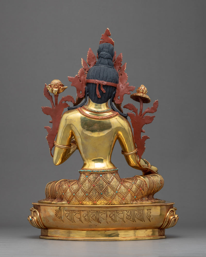 Buddhist Green Tara Sculpture | Traditional Hand Carved Statue