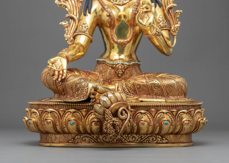 Buddhist Green Tara Sculpture | Traditional Hand Carved Statue