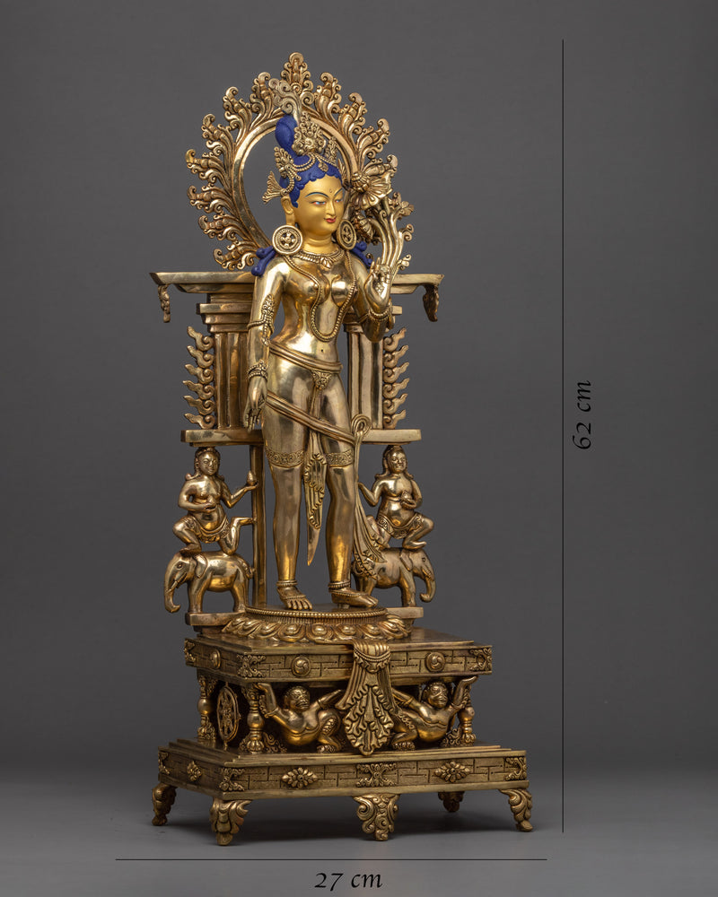 Standing Green Tara Sculpture | Tibetan Female Buddha