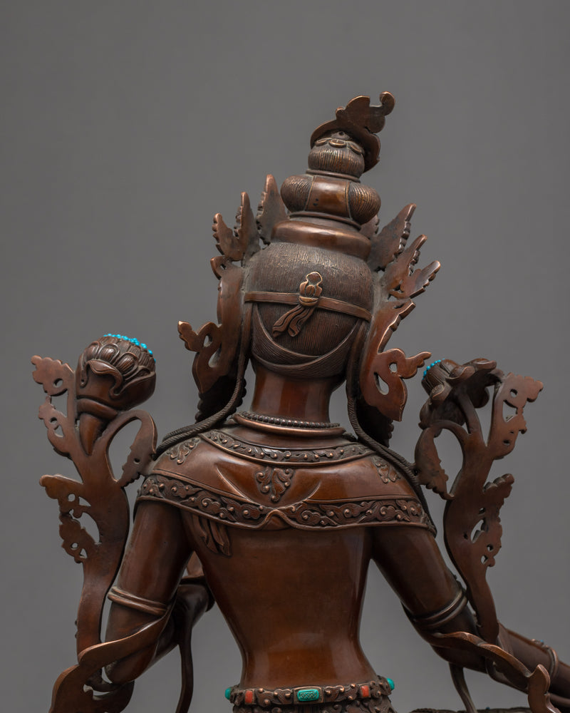 Indoor Green Tara Sculpture | Traditional Tibetan Art