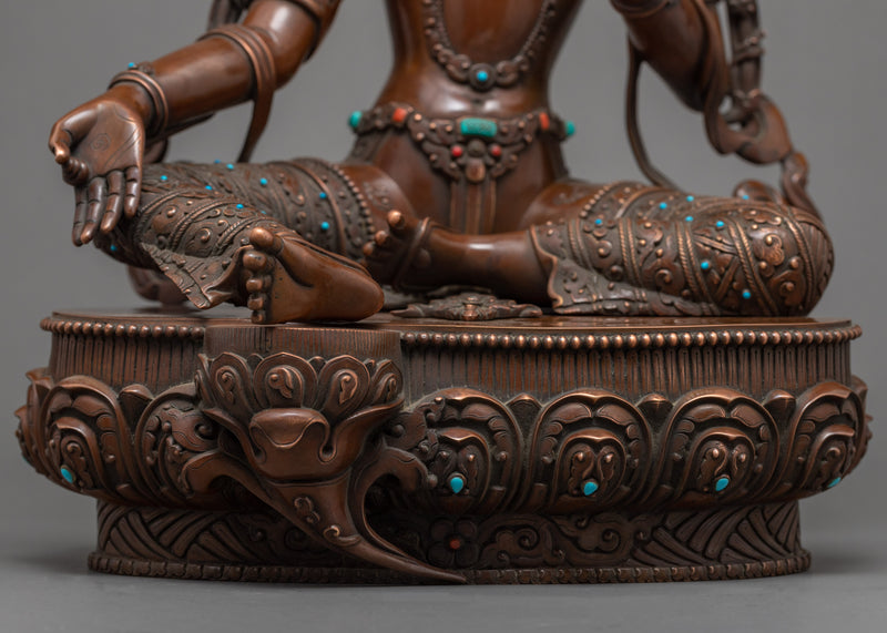 Indoor Green Tara Sculpture | Traditional Tibetan Art