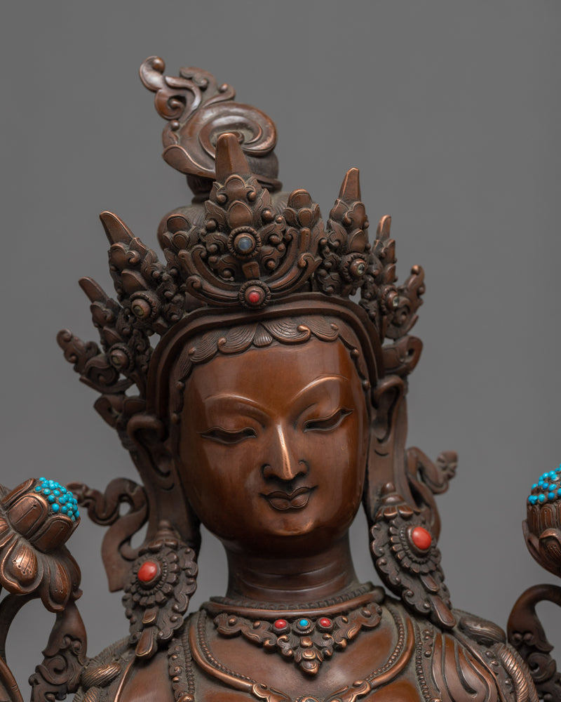 Indoor Green Tara Sculpture | Traditional Tibetan Art