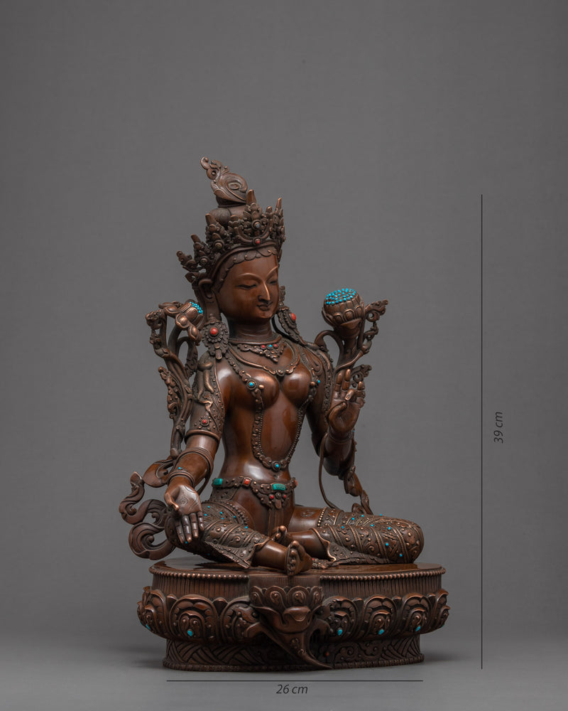 Indoor Green Tara Sculpture | Traditional Tibetan Art