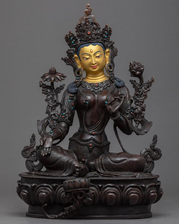 Handmade Green Tara Statue