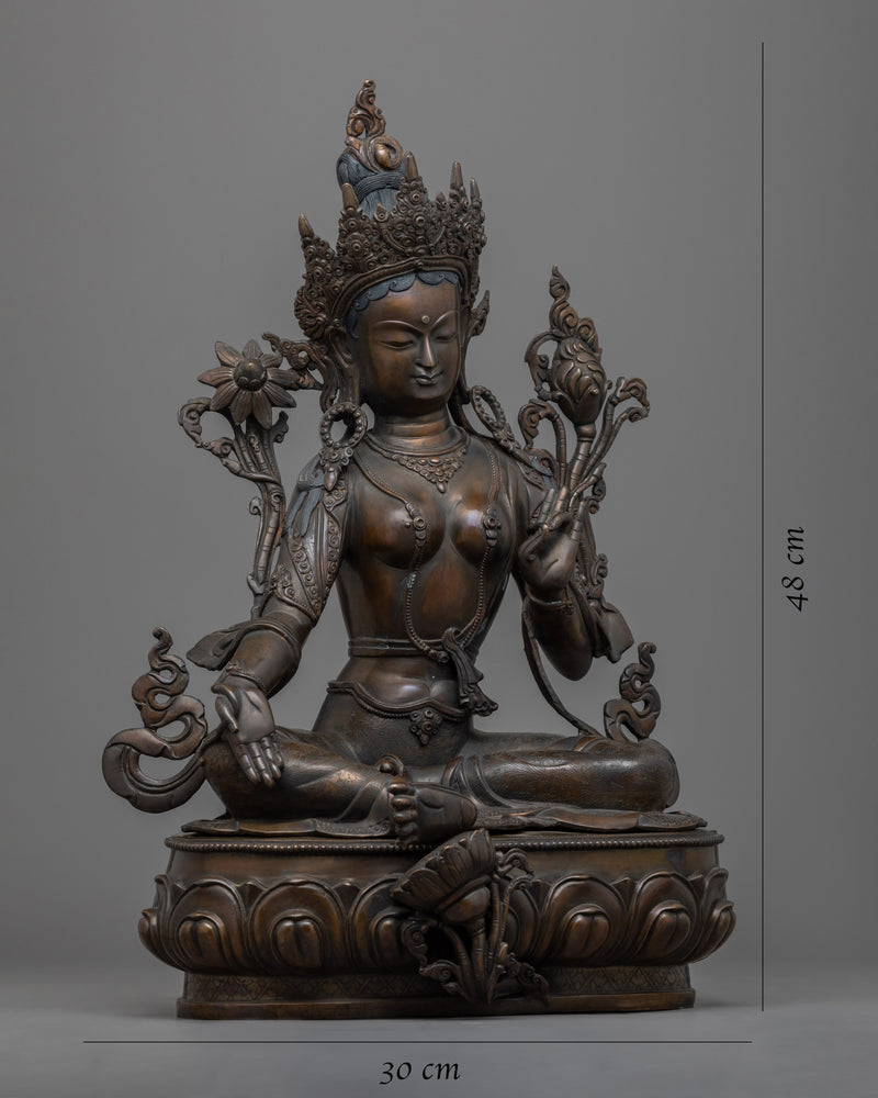 Green Tara Statue For Sale | Spiritual Himalayan Oxidized Art-form