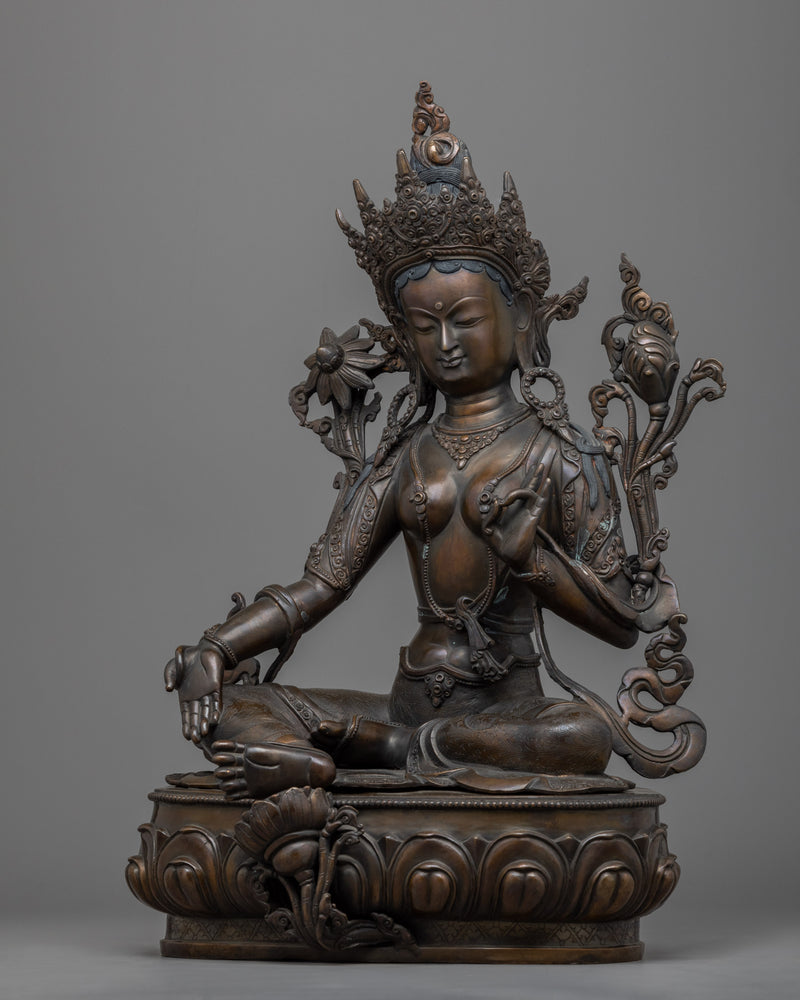 Green Tara Statue For Sale | Spiritual Himalayan Oxidized Art-form