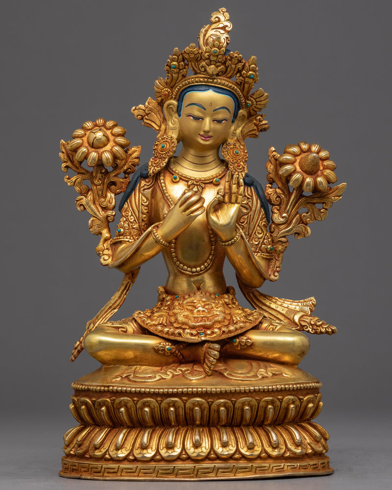 Green Tara Gold Sculpture 