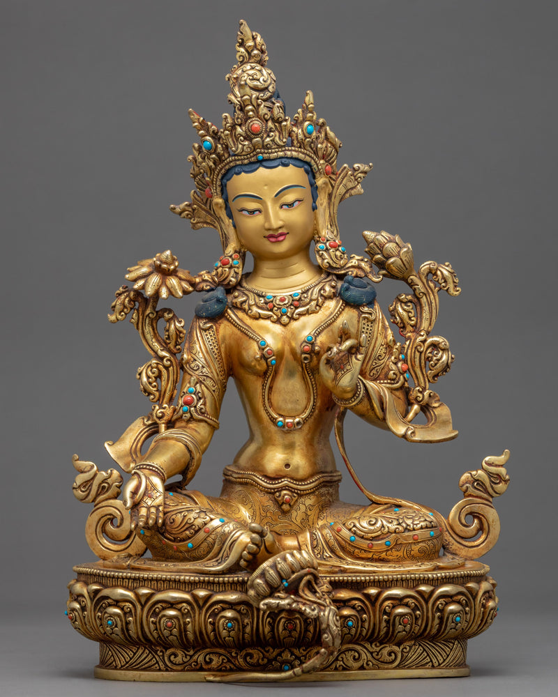 Green Tara Gold Statue