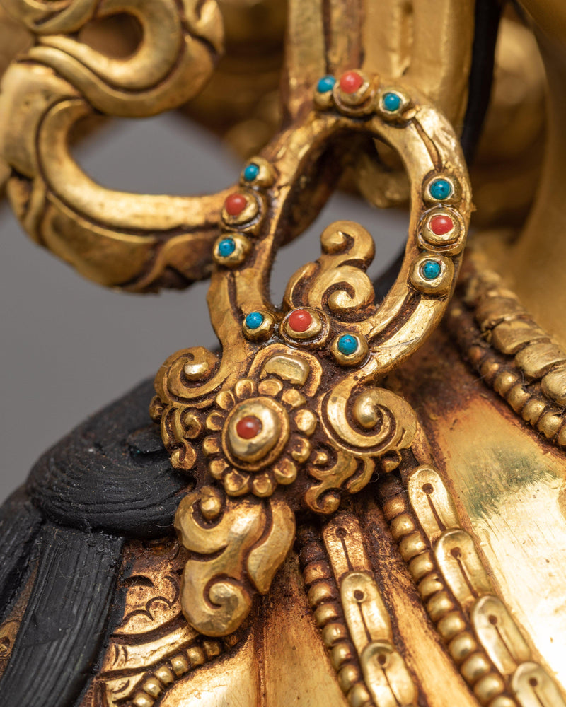 Ksitigarbha Statue | Plated With Gold | Tibetan Art