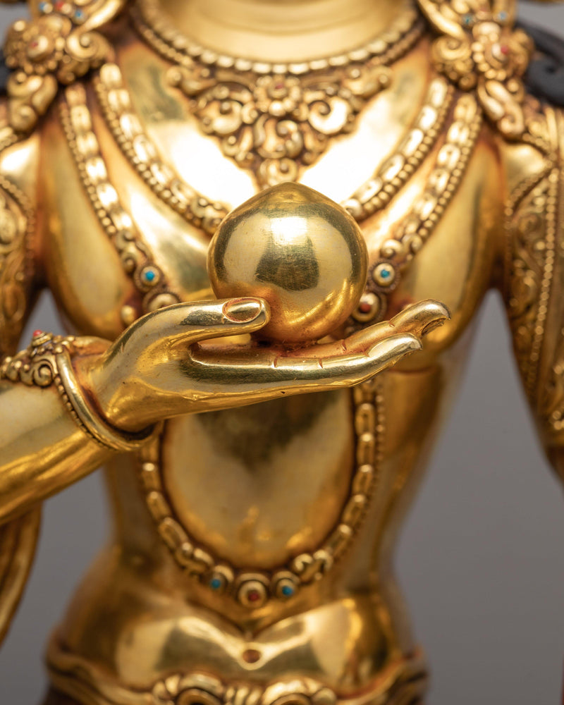 Ksitigarbha Statue | Plated With Gold | Tibetan Art