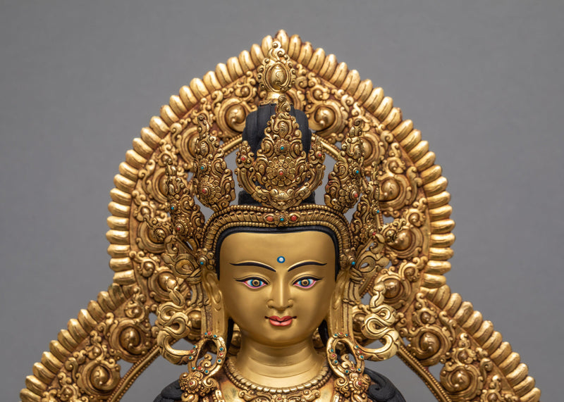 Ksitigarbha Statue | Plated With Gold | Tibetan Art