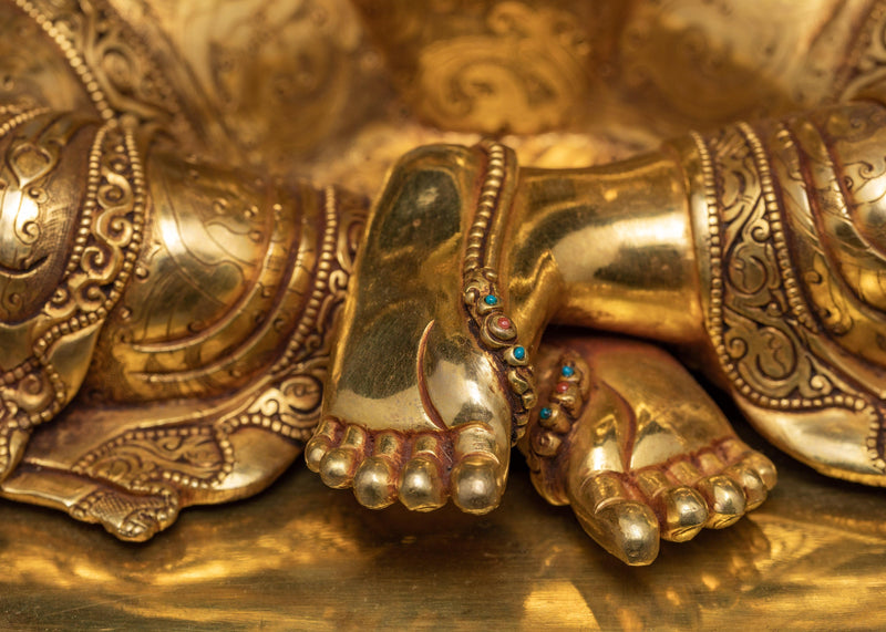 Ksitigarbha Statue | Plated With Gold | Tibetan Art