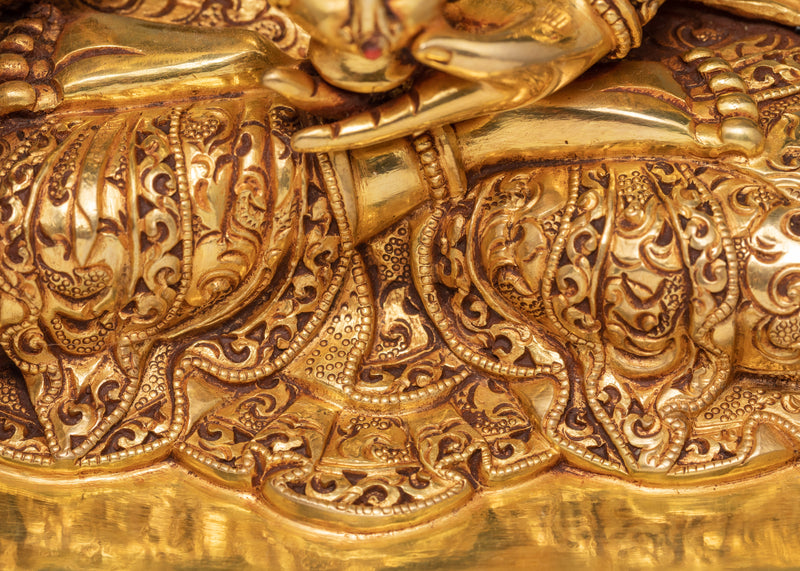 Ksitigarbha Statue | Handmade Gold Plated Ksitigarbha | Himalayan Buddhist Deity