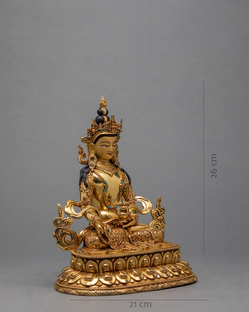 Ksitigarbha Statue | Handmade Gold Plated Ksitigarbha | Himalayan Buddhist Deity