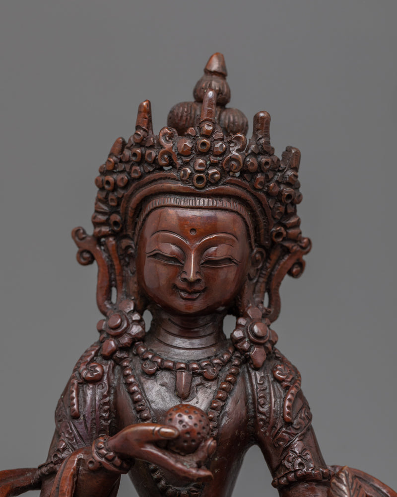 Ksitigarbha Buddha Copper Statue | Oxidized Copper Art Of Buddhist Bodhisattva