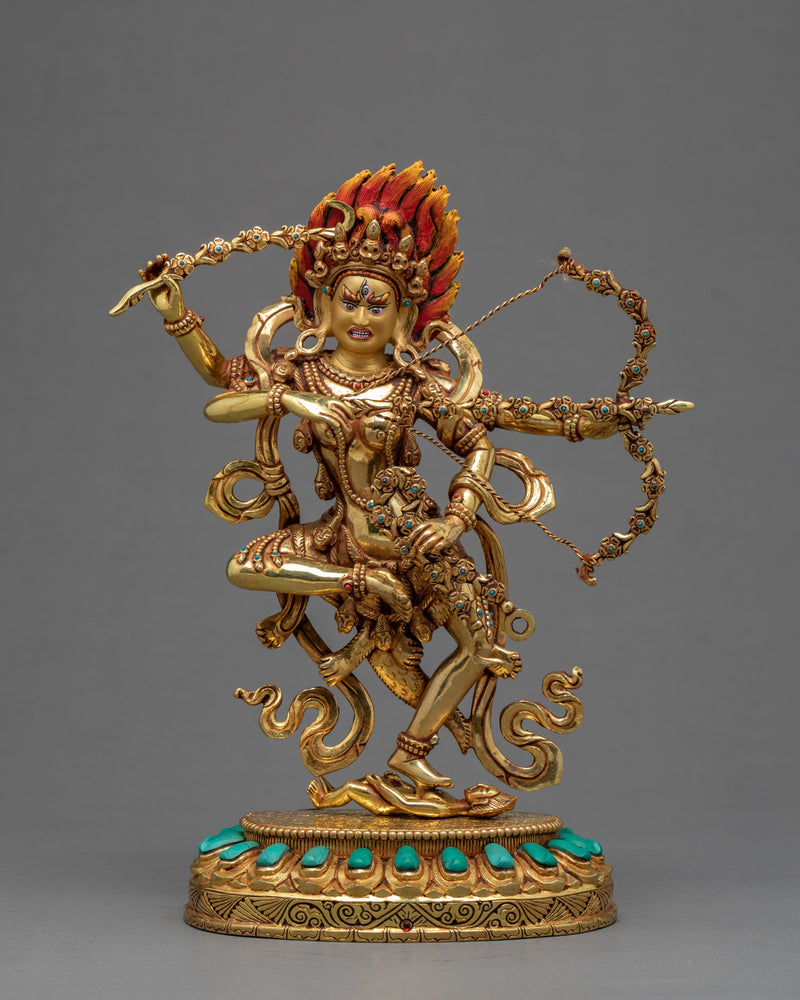 Kurukulla Statue | Himalayan Deity Art | Gold Gilded Sculpture