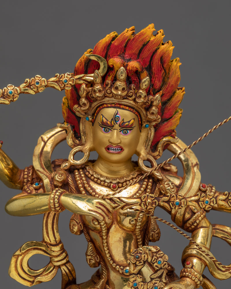 Kurukulla Statue | Himalayan Deity Art | Gold Gilded Sculpture