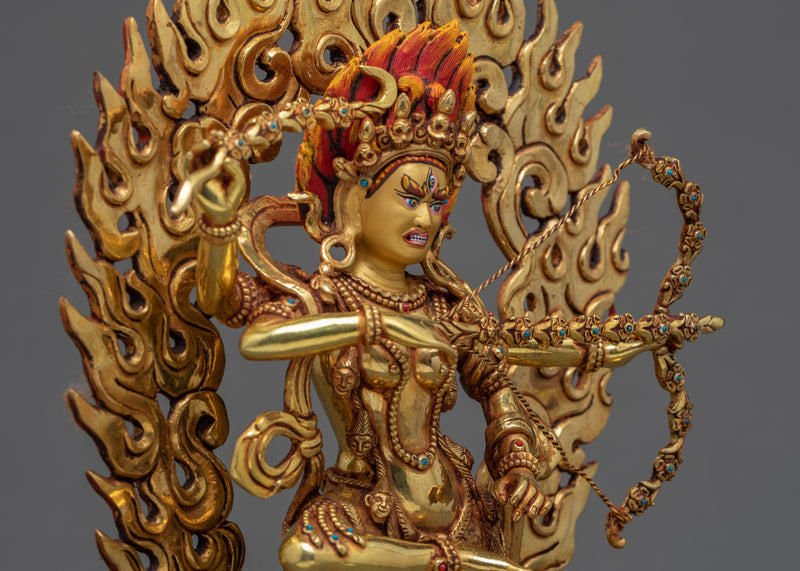 Kurukulla Statue | Himalayan Deity Art | Gold Gilded Sculpture