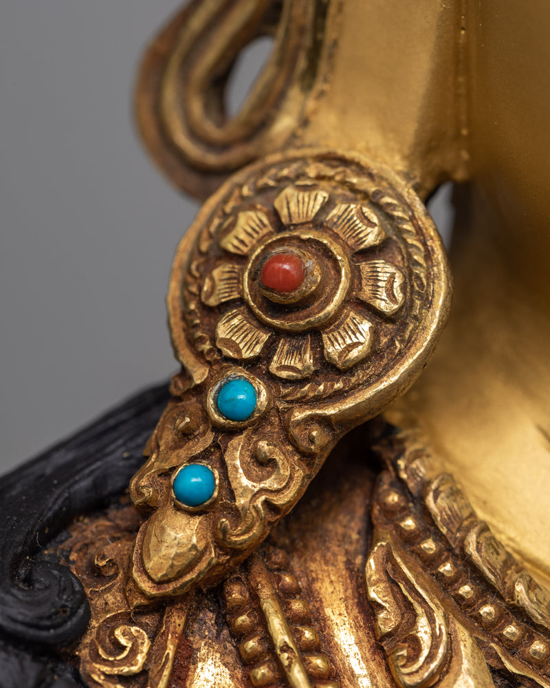 Manjushree Statue | Gold Gilded Boddhisattva Sculpture