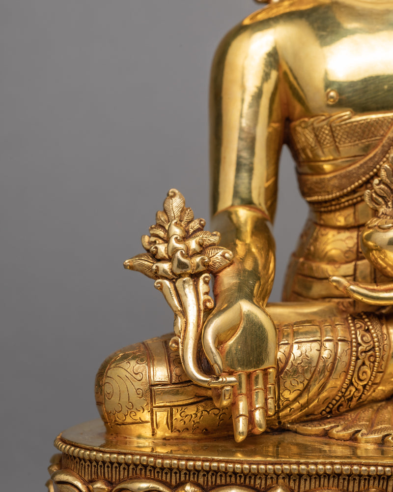 Healing Buddha Statue | Gilded in 24K Gold | Tibetan Art