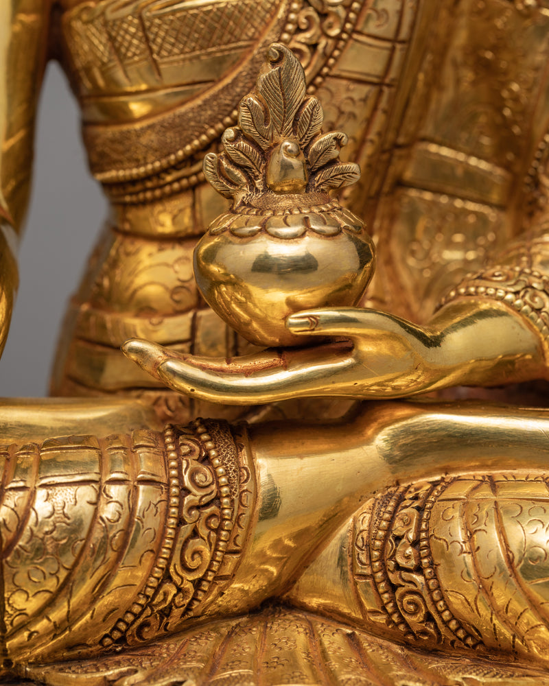 Healing Buddha Statue | Gilded in 24K Gold | Tibetan Art