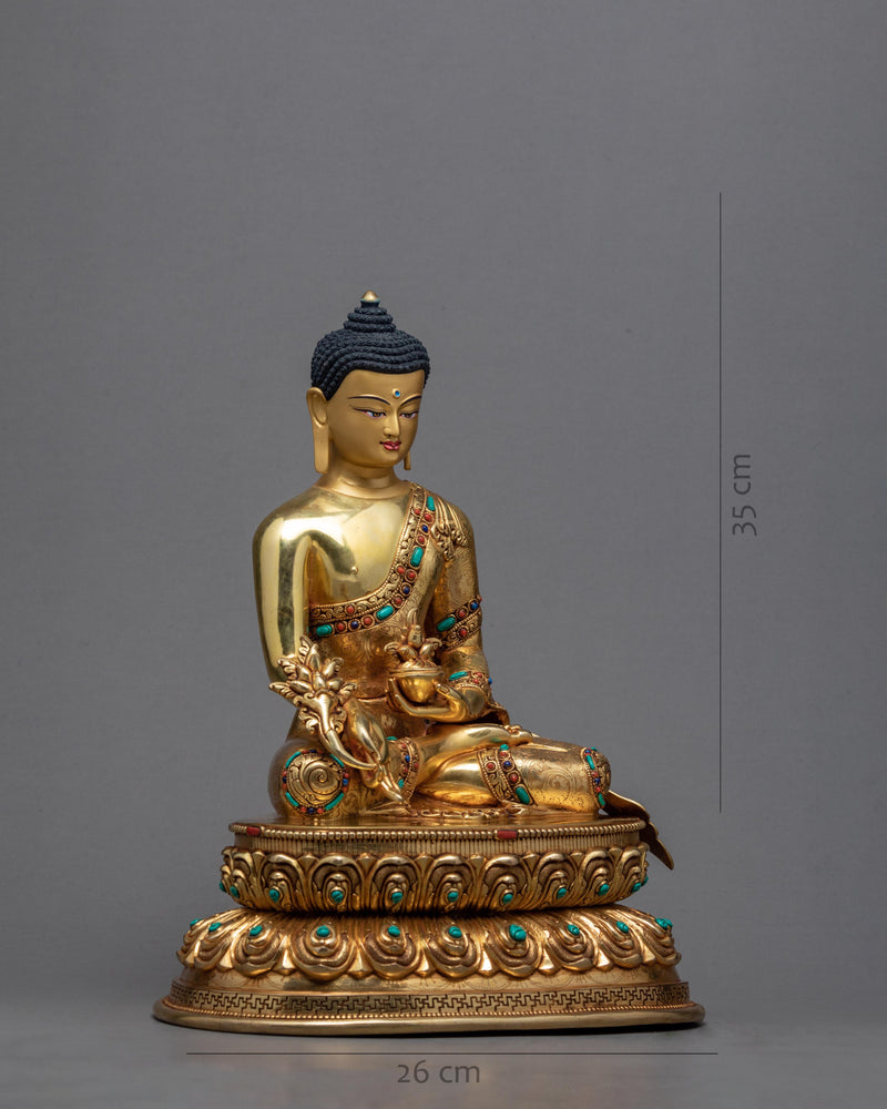 Medicine Buddha | 24K Gold Glided | Healing Buddha Statue