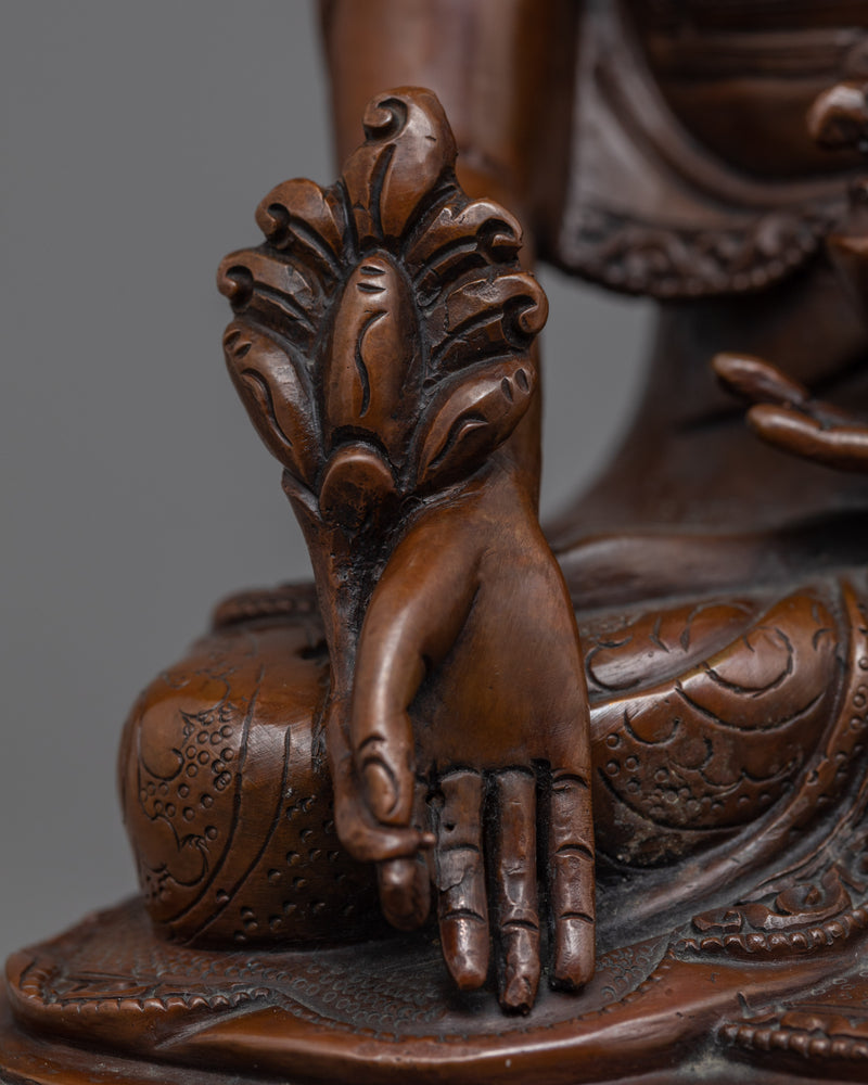 Medicine Buddah Sculpture | Himalayan Oxidized Copper Art-craft