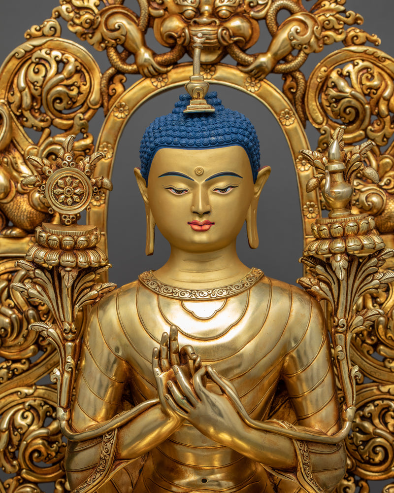 Indoor Maitreya Buddha Statue | Traditional Hand Carved Buddhist Art